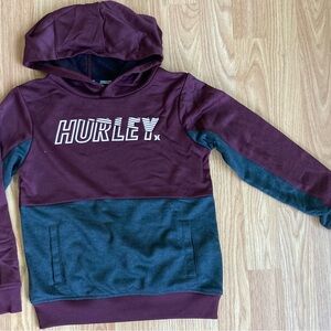 Hurley Kids' Burgundy and Charcoal Hoodie size 6